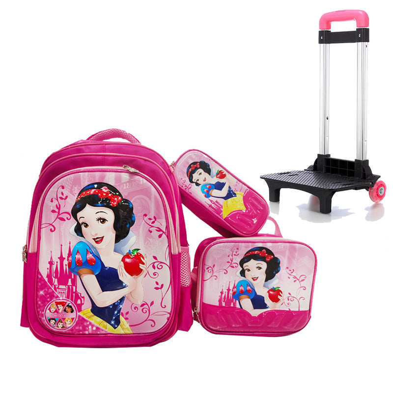 A Factory spot new foreign single three-piece backpack boys, girls, primary school students, children's trolley schoolbags, large capacity