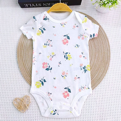 A Newborn summer short-sleeved one-piece clothes for infants and toddlers cotton triangle bag fart floral clothes for boys and girls wholesale