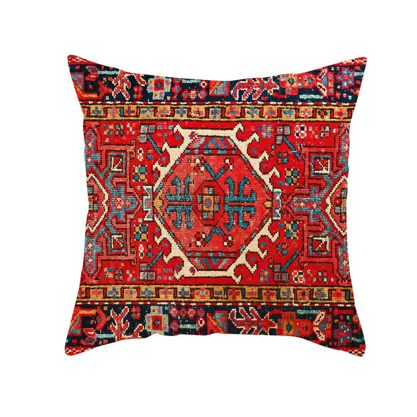 A Cross-border retro red pattern Turkish Persian carpet linen pillow cover ethnic style pillow cushion pillow cover