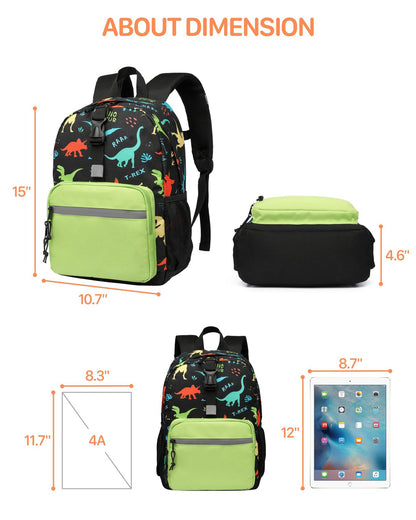 Nueva mochila escolar de tres piezas con diseño de dinosaurio de dibujos animados de Amazon para niños en edad escolar primaria, bolsa para bolígrafos con carga reducida y protección para la columna vertebral 