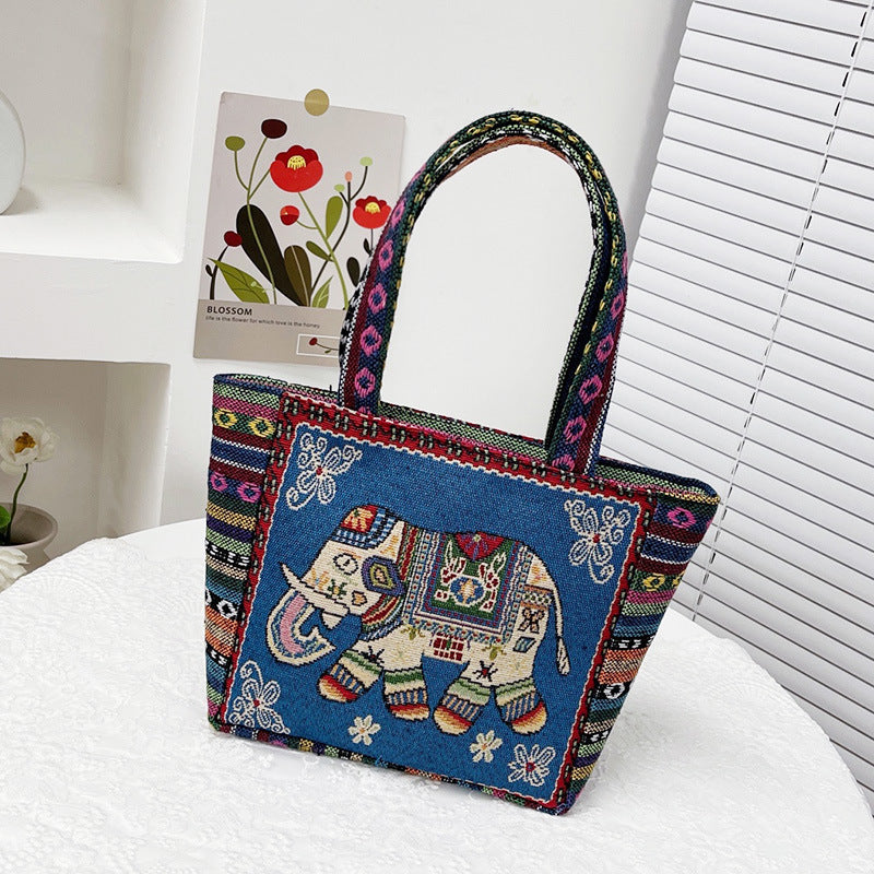 double sided embroidery printed bag