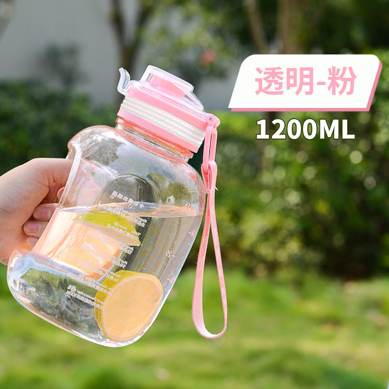 Una taza de agua de gran capacidad de verano con forma de cubo de una tonelada, tetera deportiva para fitness para hombres y mujeres, tetera de plástico para estudiantes, personalizada 