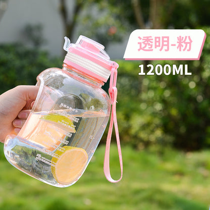 Una taza de agua de gran capacidad de verano con forma de cubo de una tonelada, tetera deportiva para fitness para hombres y mujeres, tetera de plástico para estudiantes, personalizada 