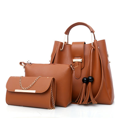 A Cross border Foreign Trade 2023 New Large Capacity Mother and Child Bag Korean Edition Fashion Three Piece Set Simple One Shoulder Crossbody Handbag