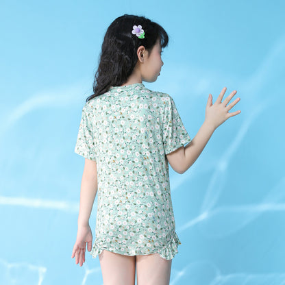 Traje de baño de una pieza para niña, traje de playa de verano para bebé, lindo traje de baño de bikini floral para niños, 0,1 kg 