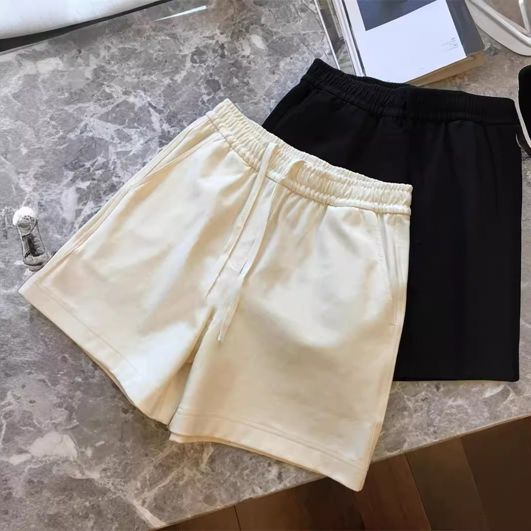 A foreign trade summer casual touch soft waxy upper body light and stylish~ high waist drawstring thin five-point denim shorts women