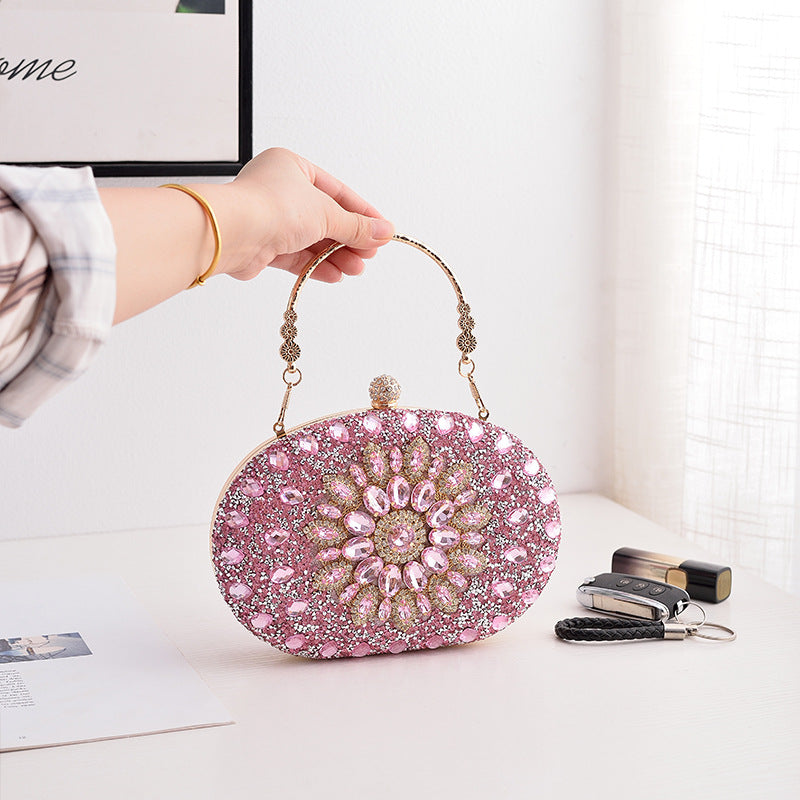 A Cross-border explosion Sunflower dinner bag Fashion banquet clutch bag Dress evening bag Diamond bag European and American party bag