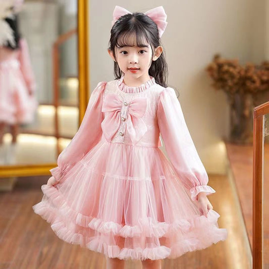 Girl Princess Dress Spring Dress New Little Girl Foreign Style Spring Children&#039;s Dress Spring Children&#039;s Dress Dress 0.4kg