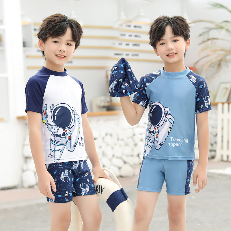 A children's swimsuit for men, middle and large boys, professional swimsuit, quick drying 2024 new girls and children split set wholesale 0.24KG