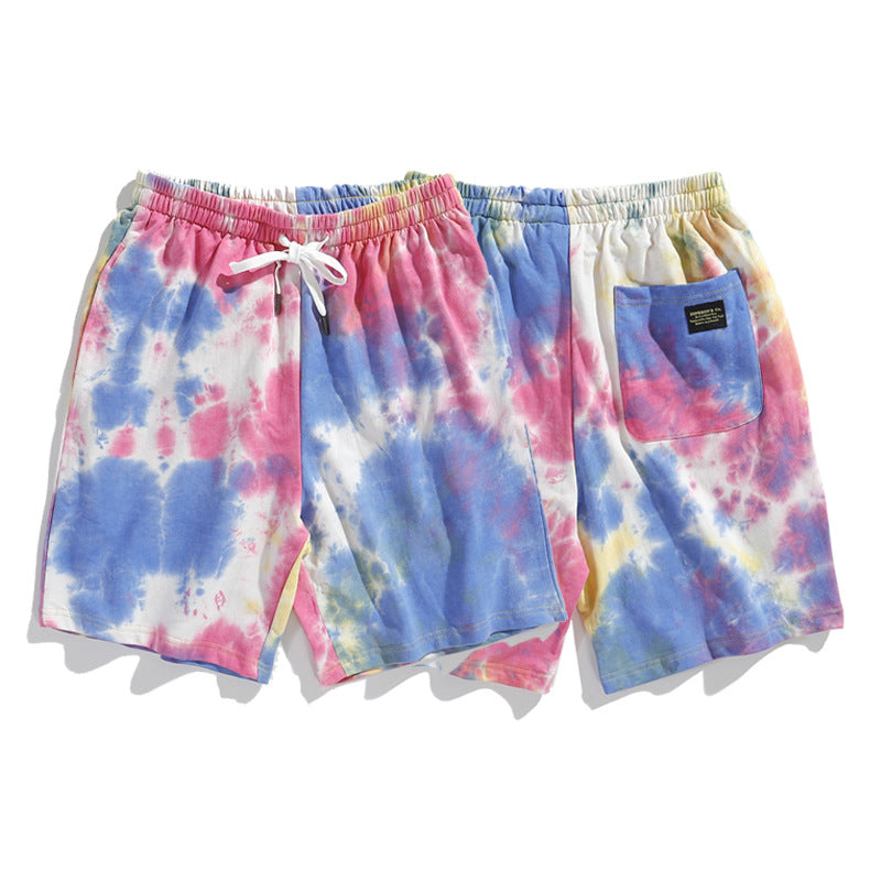 A summer new gradient tie-dye shorts for men and women loose ins hip-hop casual beach couple pants