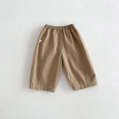 A Children's Spring/Summer Solid Color Casual Pants Baby Woven Cotton Wide Leg Pants for Boys and Girls Korean Edition Outgoing Pants with Open Crotch