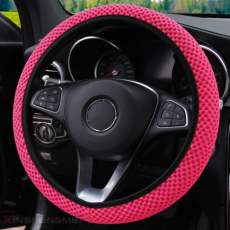 Massage Coarse Mesh Ringless Elastic Steering Wheel Cover Gear Cover Handbrake Cover Handlebar Cover 2-3 Piece Set (MOQ:10 SET ,If buy one piece need 1usd extra fee)