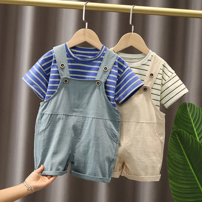 Men&#039;s treasure clothes boy&#039;s summer suit baby short-sleeved suspenders handsome baby children&#039;s summer new tide clothes.0.15kg