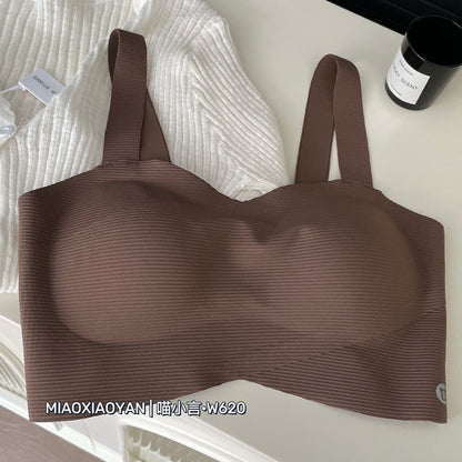 A 2024 spring and summer series simple and versatile small tube top underwear with chest pad semi-fixed cup vest bra foreign trade