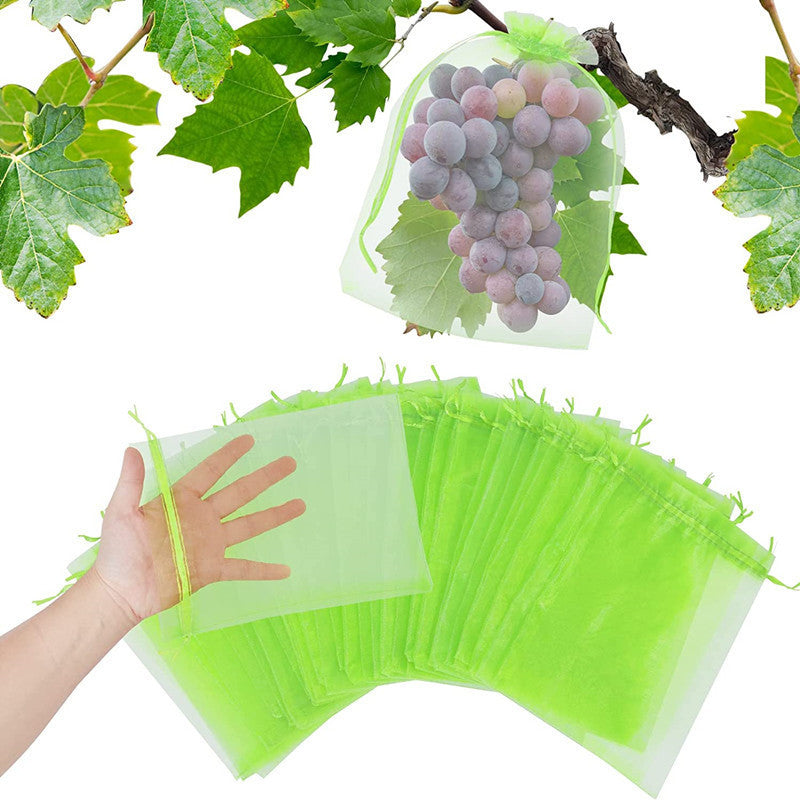 A Cross-border, mesh bag fruit insect-proof bag bird-proof bag gauze mesh bag reusable tomato eggplant grape apple MOQ: 500 PIECE