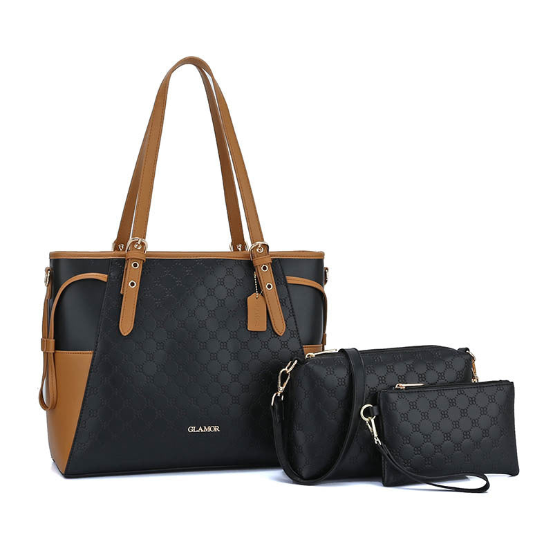 A Super Large Capacity Mommy Bag Foreign Trade Three piece Set Mother Bag Handbag One Shoulder Large Handbag Fashion Tote Bag