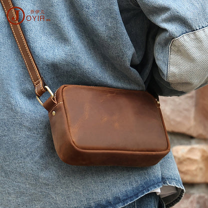 A high-end niche messenger bag men's all-cowhide shoulder bag men's bag leather retro messenger bag mail carrier bag men's