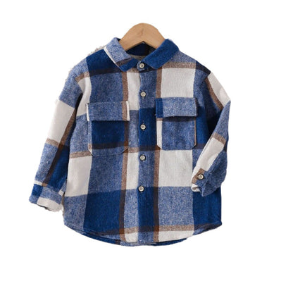 A kids wear cross-border foreign trade popular children's clothing boys and girls multi-colored plaid long-sleeved tops, spring and autumn shirts