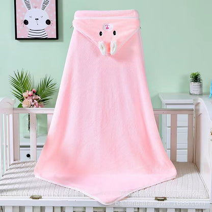 Coral velvet quilt children's absorbent hooded cartoon bath towel