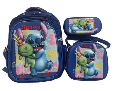 A Shaodong Cartoon Set with Lights, School Bag, Pull Rod, Double Shoulder School Bag, Detachable Three Piece Set with Film and Lights, Children's Backpack