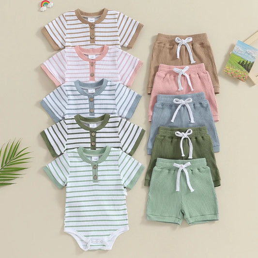 Cross border foreign trade baby summer jumpsuit short sleeved jumpsuit newborn and toddler jumpsuit sweater shorts set 0.45kg