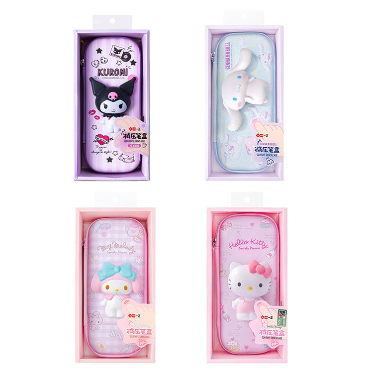 A iigen Stationery, Sanrio Family Image Decompression Pen Box, Multi functional Student Stationery Box, Children's Pen Bag