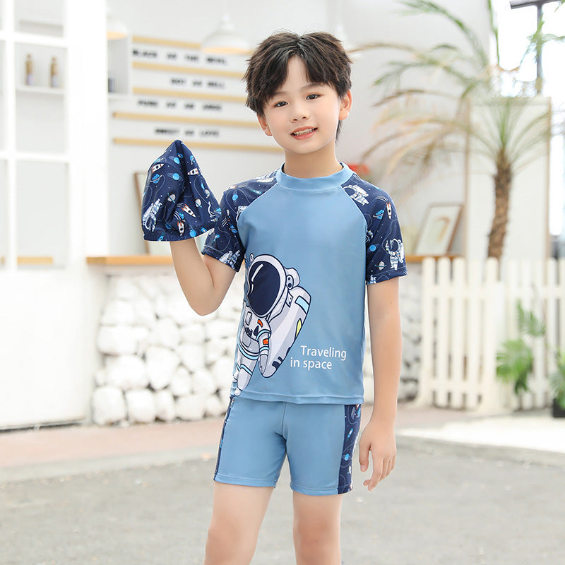 A children's swimsuit for men, middle and large boys, professional swimsuit, quick drying 2024 new girls and children split set wholesale 0.24KG