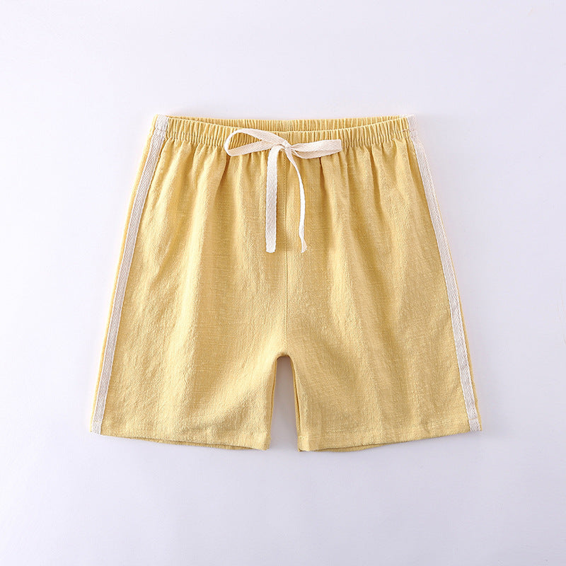 Pantalones cortos para niños, de algodón puro, estilo fino de verano, pantalones deportivos y de ocio de cinco puntos para niños, pantalones cortos para niñas y bebés. 