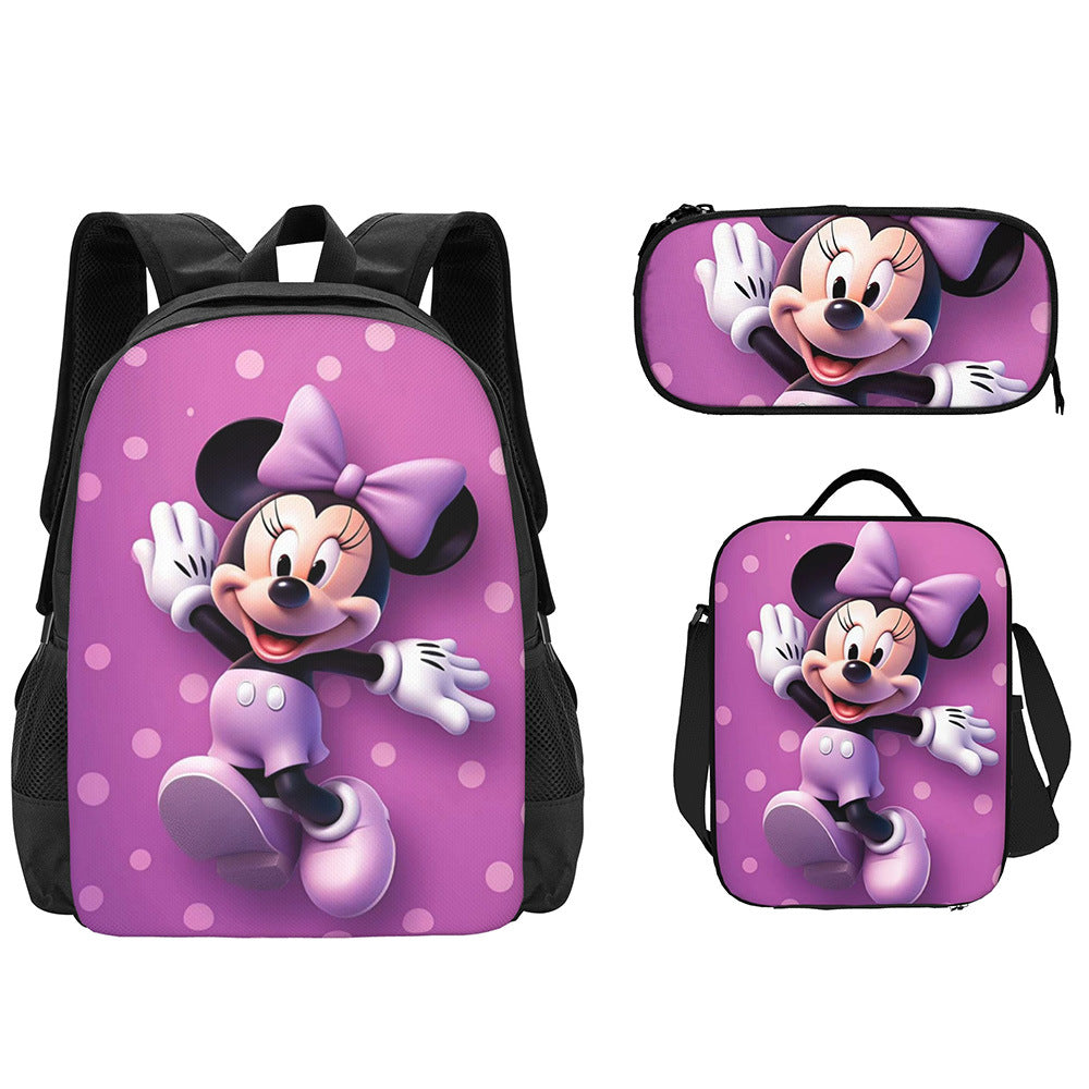 A Mickey school bag, primary school pencil case, meal bag, cross-border hot sale boys' backpack, kindergarten children's bag, women's three-piece set