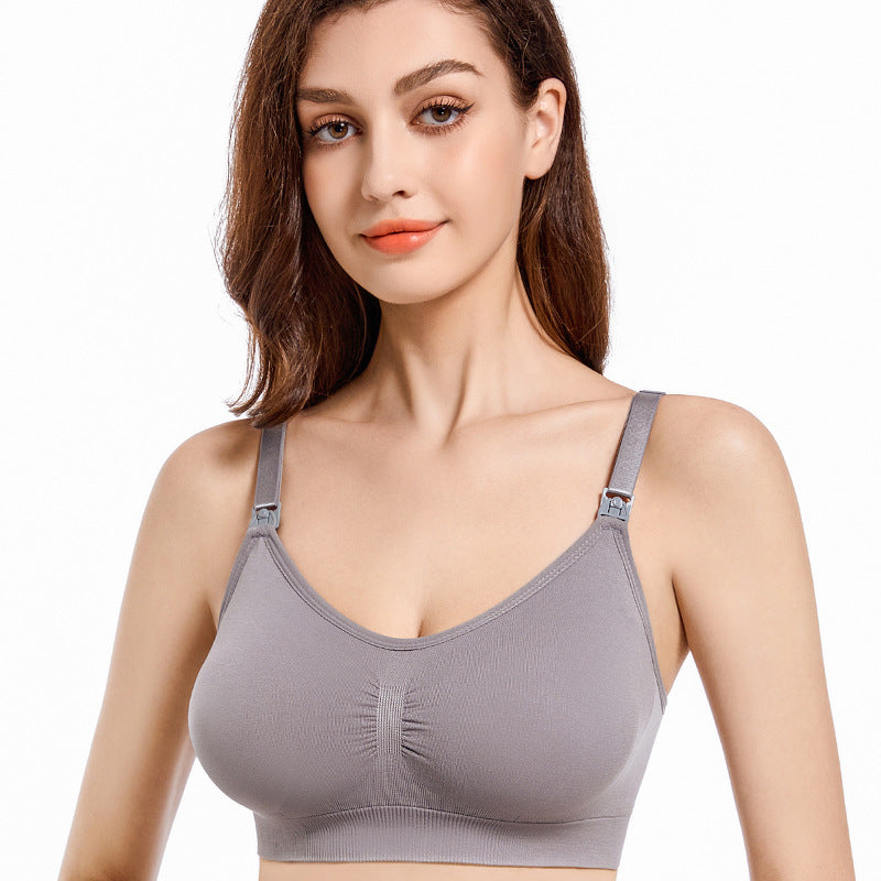 A Adjustable breastfeeding postpartum breastfeeding underwear women's no steel ring gathering comfortable breathable upper buckle seamless bra bra