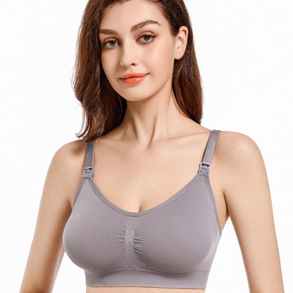 A Adjustable breastfeeding postpartum breastfeeding underwear women's no steel ring gathering comfortable breathable upper buckle seamless bra bra