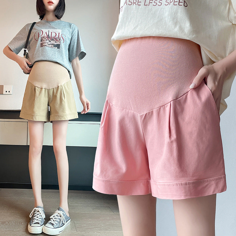 A Pregnant women's summer new ice silk A-shaped summer shorts loose and thin can be worn outside, bottomed wide-leg pants, safety pants