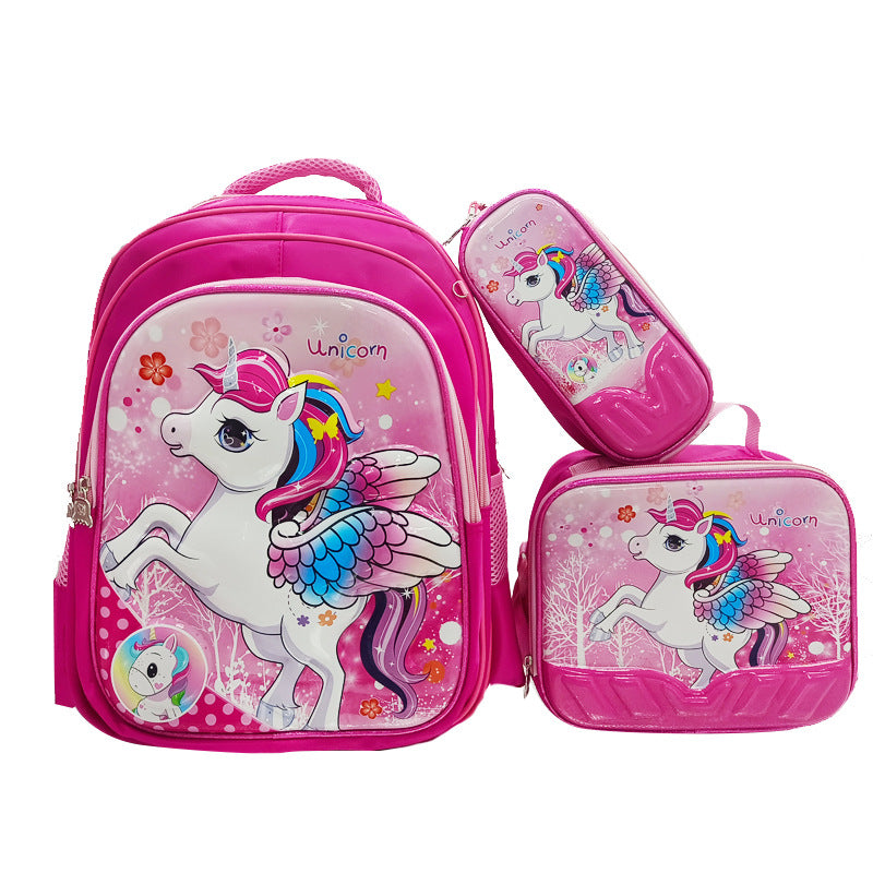 A Factory spot new foreign single three-piece backpack boys, girls, primary school students, children's trolley schoolbags, large capacity