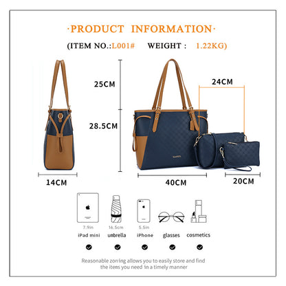 A Super Large Capacity Mommy Bag Foreign Trade Three piece Set Mother Bag Handbag One Shoulder Large Handbag Fashion Tote Bag