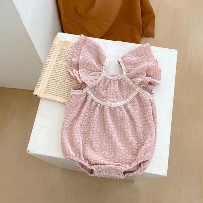 Un nuevo atuendo de hermana para niña de verano 2024, vestido dulce, lindo vestido de manga doble volador para niños, falda con orugas Hayi 