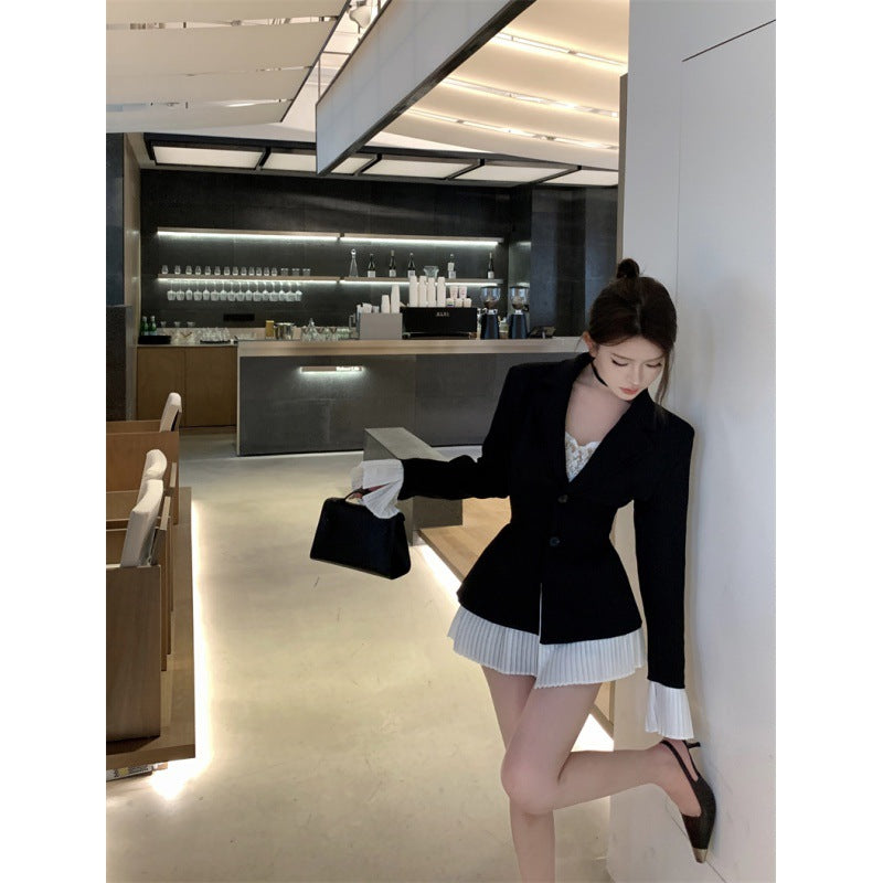 A XINKD [Philadelphia Story] Fake two-piece small blazer 2024 autumn and winter new product high-end temperament casual