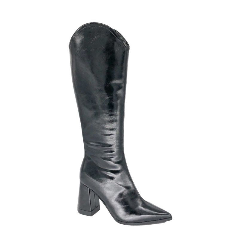 A but knee boots women wear autumn and winter 2023 pointed thick heel knight boots Chelsea V-mouth thin boots