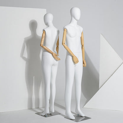 A dumb white model props female couple clothing store window display rack solid wood hand fake human male model rack