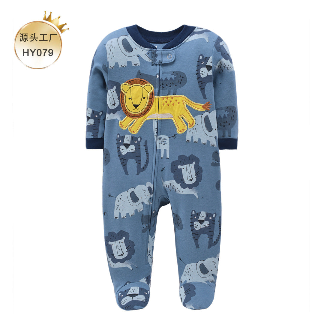 A 0-1 Baby onesie long-sleeved cotton thin newborn baby four-season air-conditioned clothing pajamas Romper socks climbing clothing