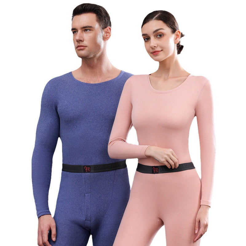 A autumn and winter silk wool thermal underwear female couple German velvet heating thickened primer long johns set wholesale