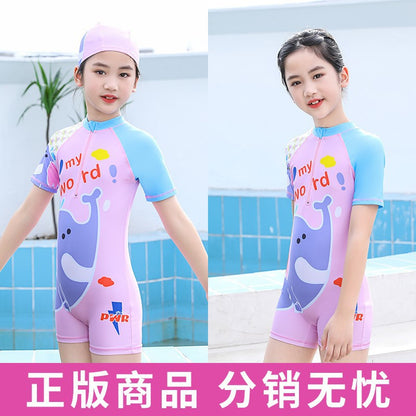 A New Girls Swimsuit One-piece Cute Princess Little Girl Baby Swimsuit Korean Version Children's Surf Suit Tide Wholesale 0.2KG