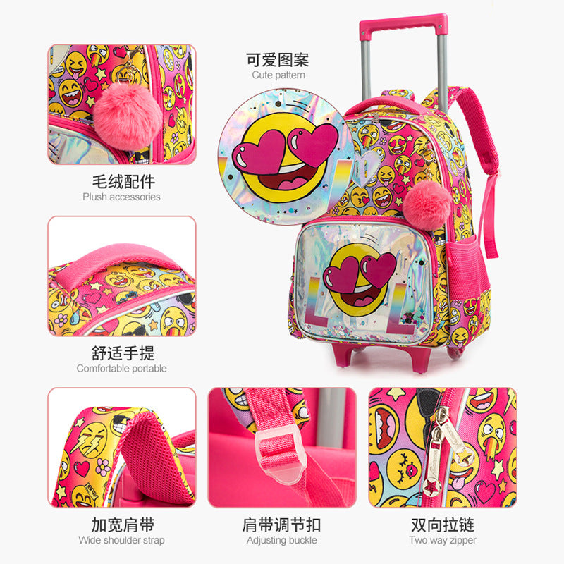 A Cross border New Fantasy Cartoon 16 inch Elementary School Universal Rod School Bag Three Piece Set with Reduced Load and Breathable Children's Book Bag