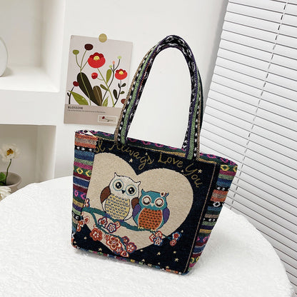 double sided embroidery printed bag