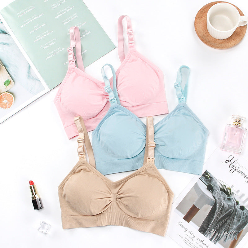 A seamless breastfeeding bra maternity underwear postpartum breastfeeding before opening adjustment type gathering comfortable no steel ring