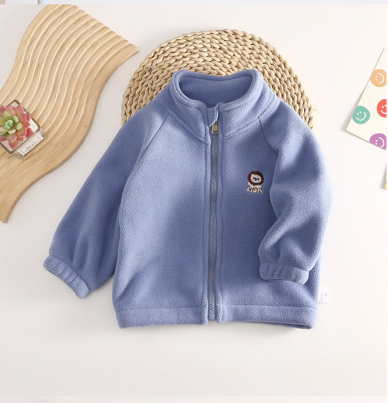 A Children's double-sided fleece jacket boys' spring 2024 new girls' spring and autumn fleece baby foreign style top