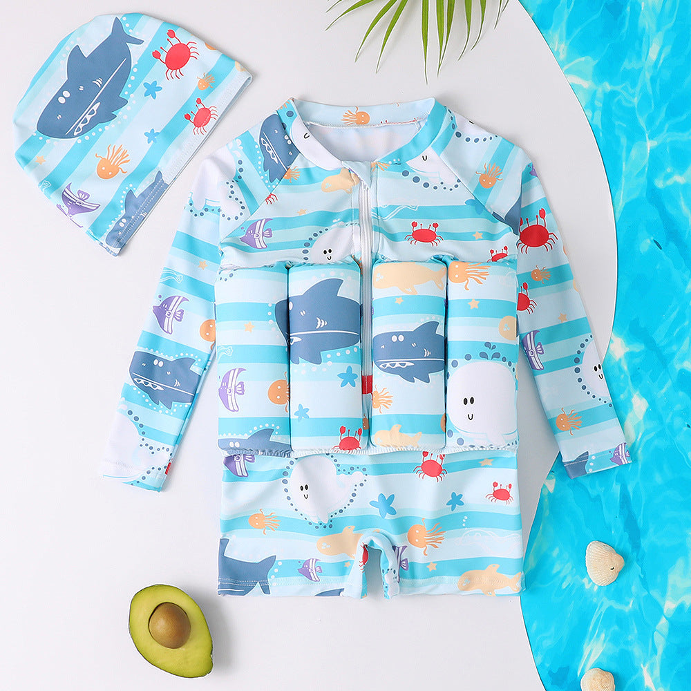 A Girls Boys SwimsuitsOne-piece Baby Girls Swimwear Children's Surf Clothes Tide Buoyancy Swimsuit Wholesale 0.3KG