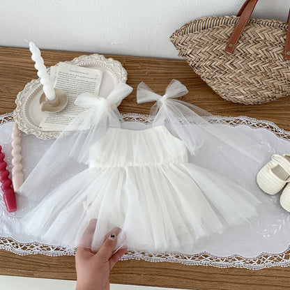 Vestido de princesa de malla para bebé recién nacido, bolsa sin mangas para niña de primavera/verano, vestido de fotografía de cien días para bebé Pi Ha Yi 