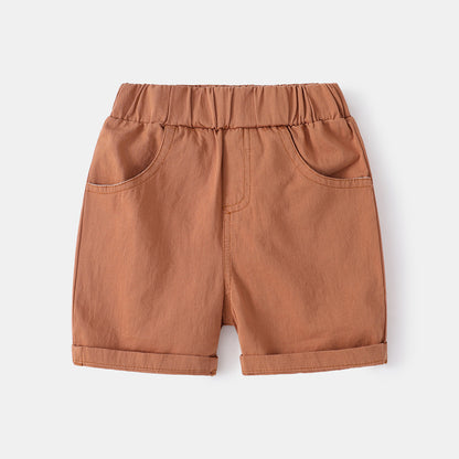 A 2023 Summer Boys' Casual Shorts Comfortable Cotton and Hemp Children's Capris British Cotton Mid Rise Casual Pants