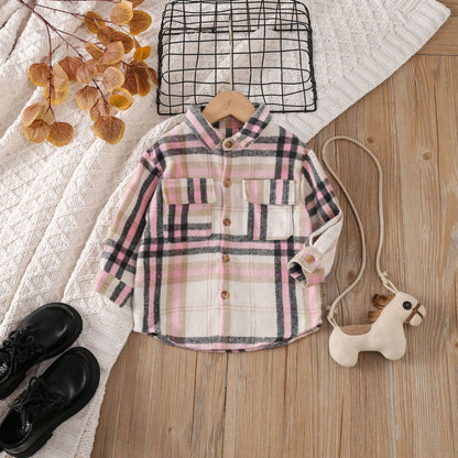 A kids wear cross-border foreign trade popular children's clothing boys and girls multi-colored plaid long-sleeved tops, spring and autumn shirts