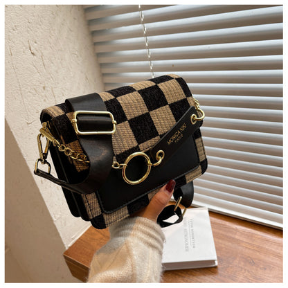 Checkerboard shoulder crossbody bag for women 0.47KG